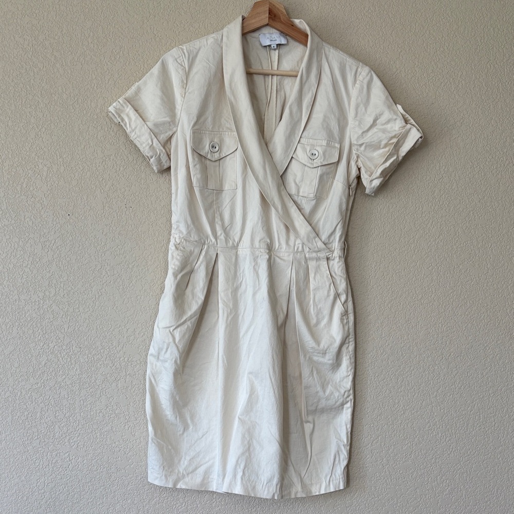 Adam Cream Short Sleeve Wrap Dress